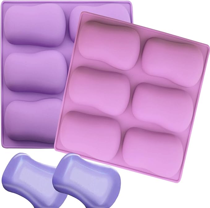 2 Pack Oval Silicone Soap Molds，6 Cavity Soap Molds for Soap Making Silicone Molds for Soap Bath Bombs Shower Steamer Lotion Bars