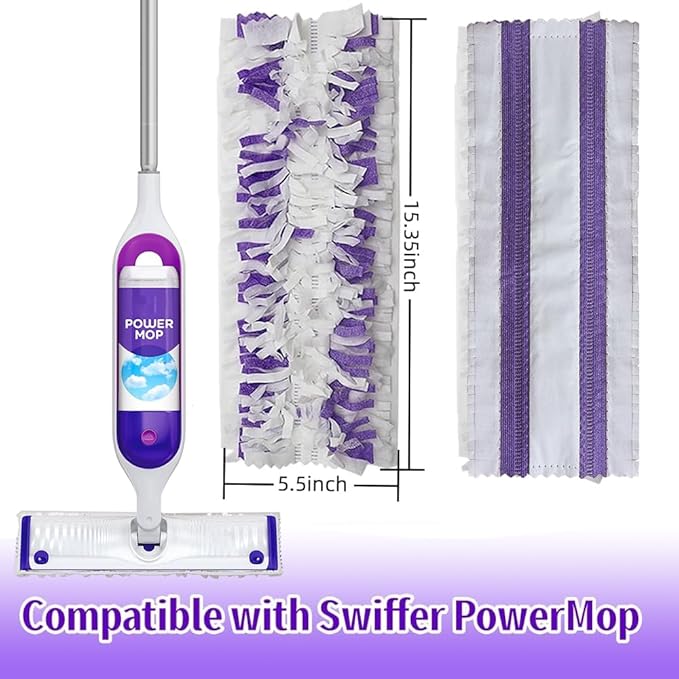 Disposable Mop Pads for S-wiff-er PowerMop Multi-Surface Mopping Pad Refills | Safe on All Finished Floors | Compatible with Swiffer PowerMop (15 Count)