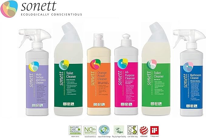 Sonett Organic Universal All Purpose Cleaner Cleans all wipeable surfaces effectively and gently: Floors, tiles, windows 17 fl.oz (Pack of 6)