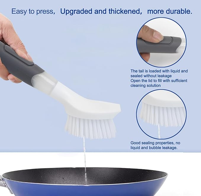 CELOX Dish Soap Brush with Soap Dispenser for Dishes, Pans, Sink, Pots