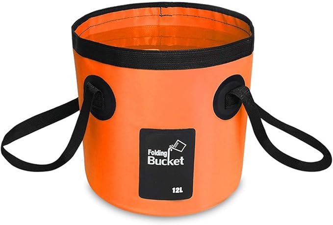 BANCHELLE Collapsible Bucket Water Container Portable Folding Camp Wash Basin for Outdoor Traveling Hiking Fishing Car Washing Gardening Camping (Orange, 12L)