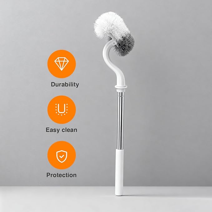 Lefree Toilet Brush and Holder Set, Bathroom Cleaner Brush Set, Curved Design, Non-Slip Handle Toilet Bowl Brush with Curved Bristle for Dead Corner Clean, RV Bathroom Accessories Toilet Scrubber