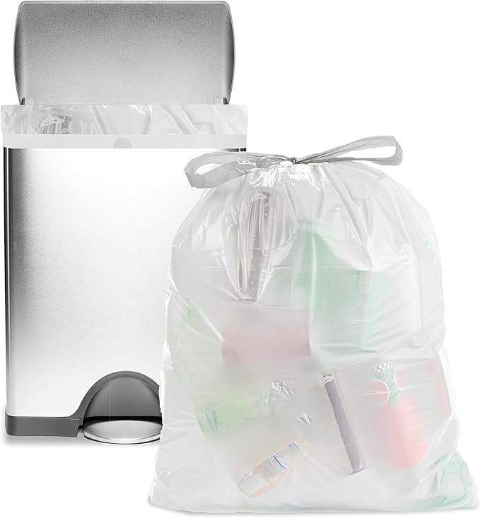 Ultrasac 13 Gallon 1.1 MIL White Drawstring Trash Bags - 19.25" x 28.5" - Pack of 320 - Fits simplehuman H