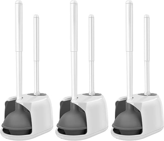 SetSail Toilet Brush Set, 3 Pack with Holder, White