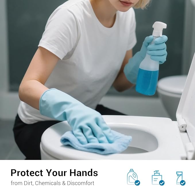 ThxToms 4 Pairs Rubber Kitchen Dishwashing Gloves, Reusable Household Cleaning Gloves,Non-Slip,Long-lasting