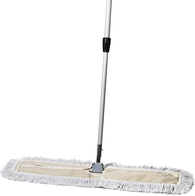Commercial Dust Mop – 36 Inch Floor Sweeper for Hardwood, Reusable Cotton Mop Head, Extendable Handle, Dry Mop for Floor Cleaning & Janitorial Supplies