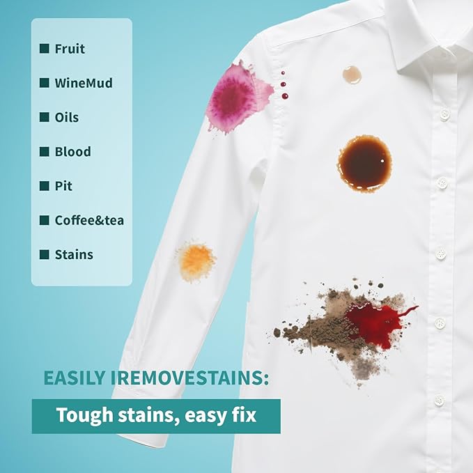 Stain Remover Brush, Portable Fabric Cleaner for Tough Stains Like Red Wine, Coffee, Grease, Juice, Grass on Clothes