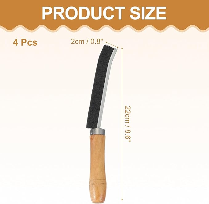 uxcell 4pcs Crevice Cleaning Brush, 8.6 Inch Hard Bristle Cleaning Brush Bathroom Cleaning Tools for Corner, Window, Faucets, Black