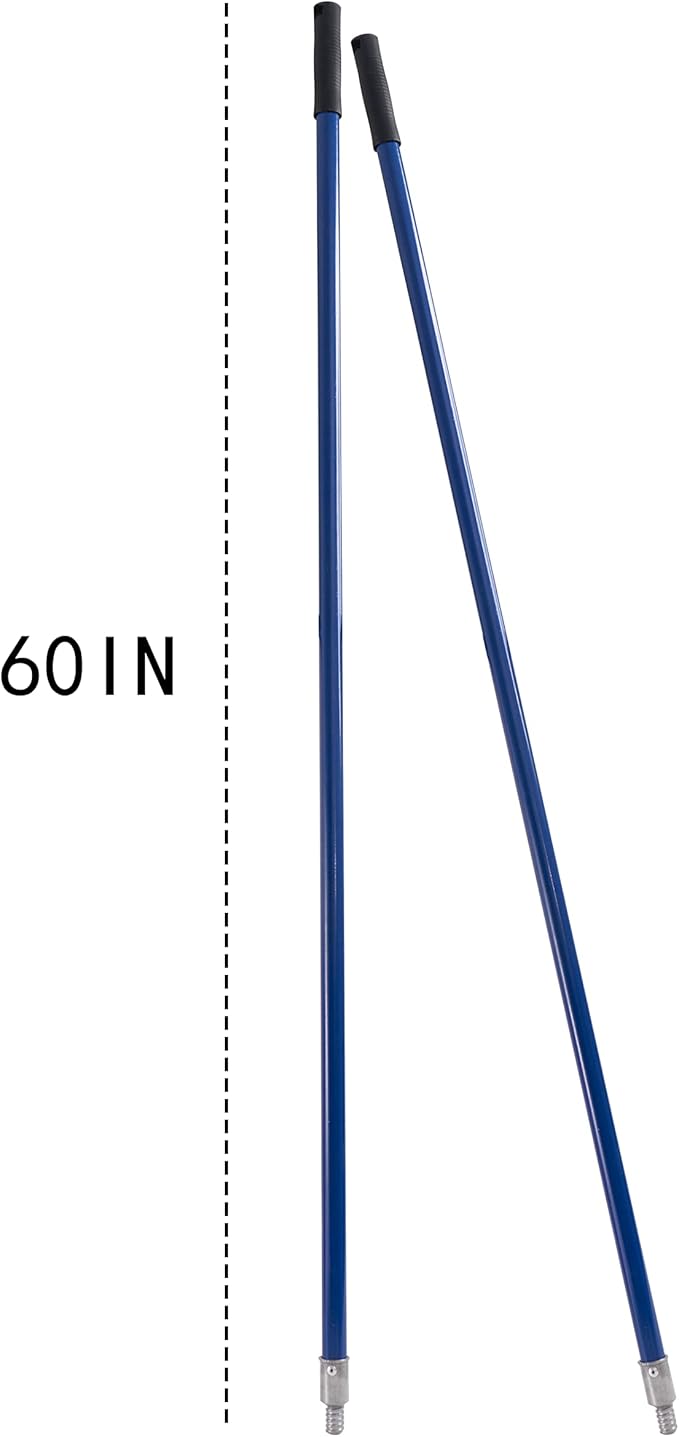 Matthew Cleaning Commercial Screw On Mop Handle for Floor Cleaning Heavy Duty Mop Head Replacement Holder 60inch with Threaded Metal Tip(Blue, 6 Pack)