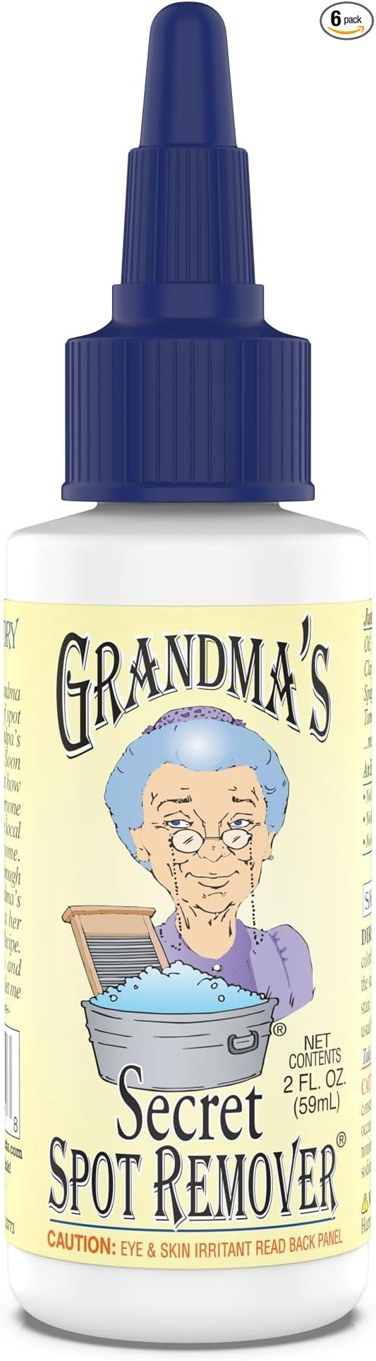 Grandma's Secret Spot Remover - Chlorine, Bleach and Toxin-Free Stain Remover - Stain Remover for Clothes - Fabric Stain Remover Removes Oil, Paint, Blood and Pet Stains – 2 Ounce, 6 Pack