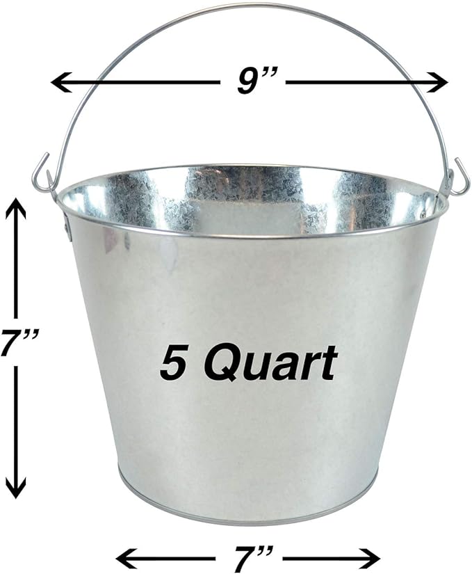5-Quart Galvanized Pail Beer Bucket 9x9x7 inches (Pack of 3)
