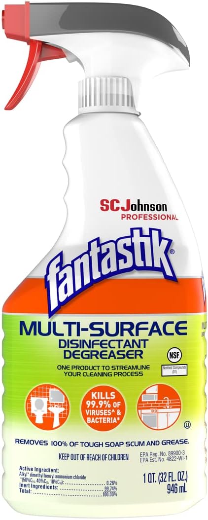 SC Johnson Professional, Fantastik Multi-Surface Cleaner & Disinfectant Spray Bottle, 32 Oz, Pack of 8
