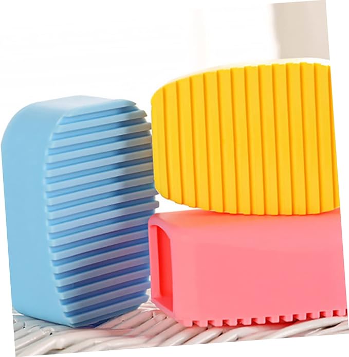3pcs Mini Handheld Washboard Candy Silicone Laundry Brush for Stains and Spots Cleaning for Cuffs Collars Socks and More Yellow