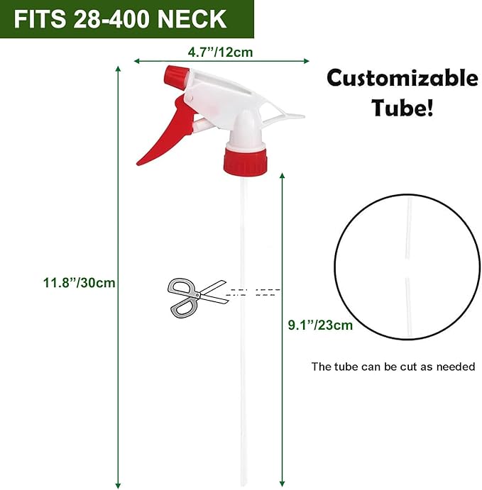 30 Pack Spray Bottle Nozzles, Heavy-Duty Stream Trigger Spray Nozzle Replacement Parts Adjustable Head Sprayer with Mist Stream Sprayer Fits 8oz /16oz Spray Bottles Round 28/400 Neck Bottles