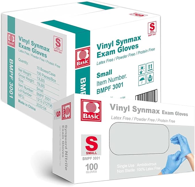 Jointown Vinyl Gloves, Disposable Cleaning, Powder Free, Latex Free, Non-Sterile Protective Glove, Gloves for Cooking (Blue, Small of 1000)