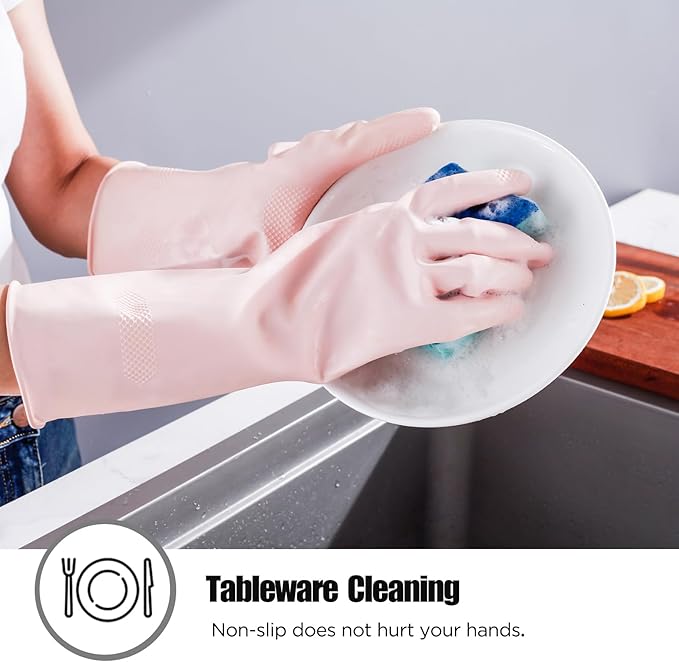 Rubber Gloves for Household, Dishwashing Gloves for Kitchen, Reusable