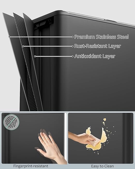 16 Gal (2 x 30 L) Dual Trash Can, Stainless Steel Kitchen Garbage Bin, Recycle Dustbin with Odor Control Box, Soft-Close Lid, Inner Buckets, Side Handle, Step Pedal, for Home Office