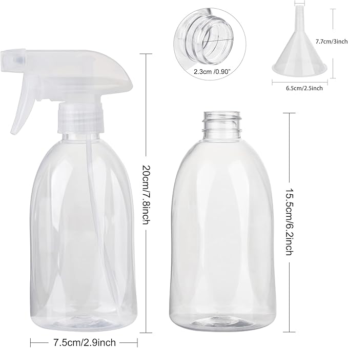 Bynccea Empty White Plastic Spray Bottles 13.5oz/400ml Adjustable Nozzle Mist/Stream Water Spray Bottle Heavy Duty Spraying Bottles Plant Mister Spray Bottle for Cleaning Solutions, Plants, Hair