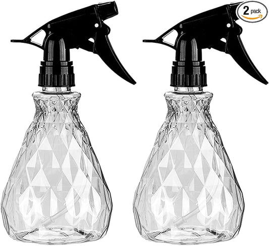2 Pcs Spray Bottles, 500 ml/17 oz Empty Water Spray Bottles, Plastic Reusable Adjustable Mist Sprayer Squirt Bottles Containers Refillable for Cleaning Solutions, Gardening, Plants (Clear)