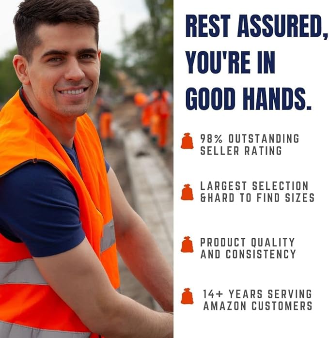 Plasticplace 55-60 gallon Trash Bags │ 1.2 Mil │ Orange Heavy Duty Garbage Can Liners │ 38” x 58” (50 Count)