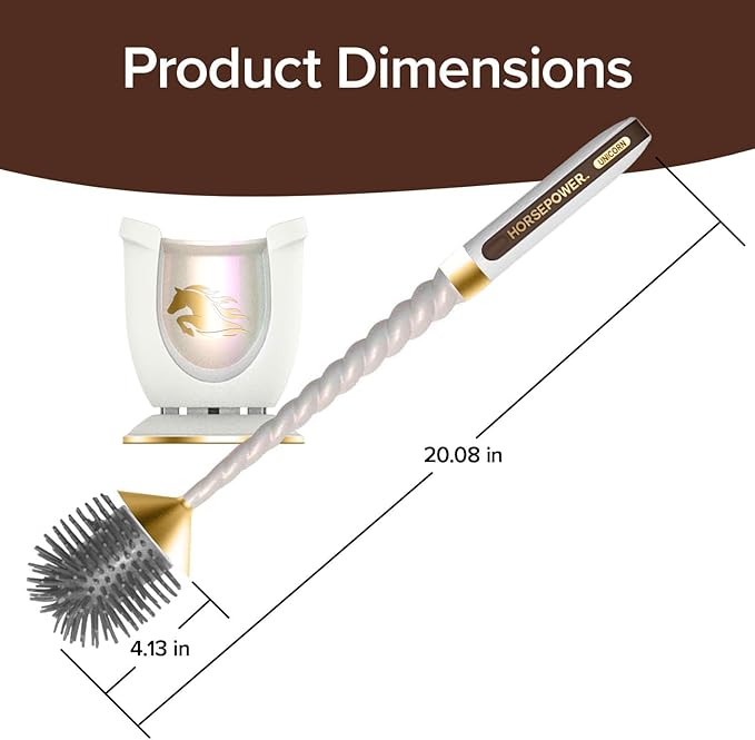 Horsepower Unicorn Gold Edition Motorized Toilet Brush w/Longer Run Time, Powerful Spinning Action, 360° Cleaning, Flexible Silicone Bristles, Eliminate Stains & Residue, No Scrubbing, Rechargeable