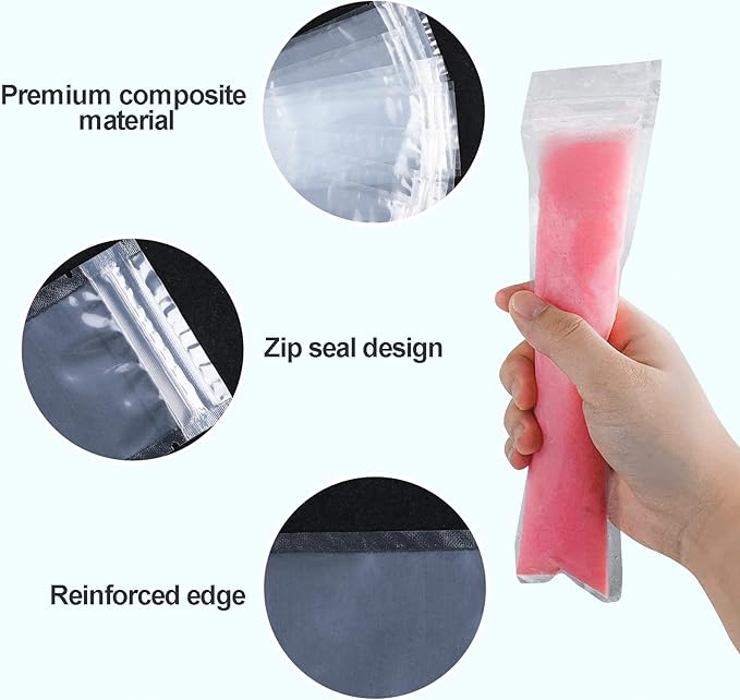 LOMIMOS 160PCS Disposable Ice Popsicle Mold Bags,BPA Free Freezer Tubes With Zip Lock Seal Funnel for Healthy Snack Yogurt Stick Juice Fruit Smoothies Ice Candy Pops Family Party(11"x2.2")