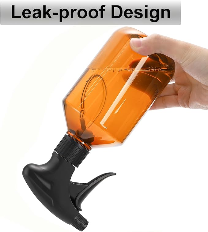 Bekith 6 Pack 360° Plastic Spray Bottles, 17oz/510ml Empty Refillable Containers, Upside Down Fine Mist Spray Bottle with Adjustable Nozzle for Cleaning, Cooking, Hair, Plant