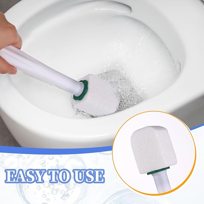26 Pcs Toilet Pumice Stone with Long Handle Toilet Bowl Cleaner Brush Wand Refills Pumice Stone Block Deep Cleaning Remover Tool for Pool Bath Kitchen Sinks Tiles (White)