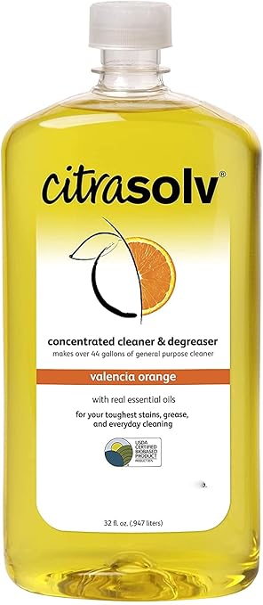 Citra Solv - Concentrated Household Cleaner & Degreaser - Valencia Orange Scent - 32 Fl Oz, Natural Ingredients, Non-Toxic, Biodegradable, Made in USA