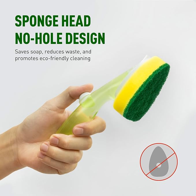 Non Scratch Dishwand Refills Sponge Heads, Heavy Duty Scrub Brush Sponges, Soap Dispensing Scrubbers, Common Compatible Dish Wand Refill Head Replacements for Kitchen Sink Dishwashing Cleaning