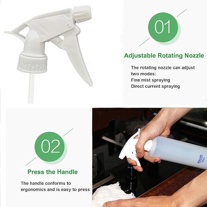 30 Pack Spray Bottle Nozzles, Heavy-Duty Stream Trigger Spray Nozzle Replacement Parts Adjustable Head Sprayer with Mist Stream Sprayer Fits 8oz /16oz Spray Bottles Round 28/400 Neck Bottles