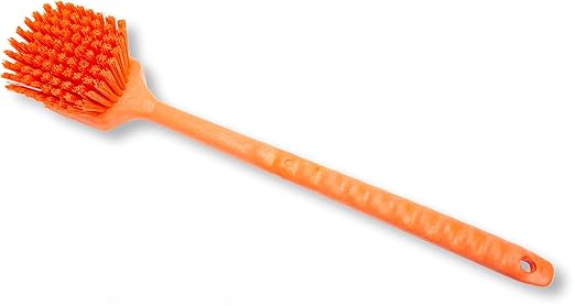 SPARTA 40501EC24 Plastic Large Scrub Brush, Kitchen Brush, Utility Brush With Long Handle For Cleaning, 20 Inches, Orange