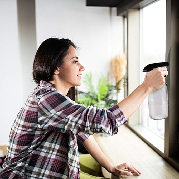 Wedama Glass Spray Bottle, 2 Pack Clear 16 oz Glass Spray Bottles for Cleaning Solutions and Essential Oils, Refillable Empty Spray Bottle with Adjustable Nozzles for Alcohol, Plant and Hair Care