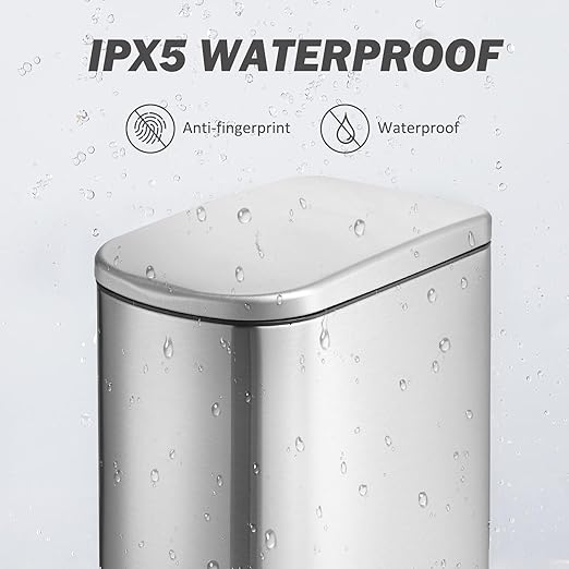 ELPHECO 3.5 Gallon Bathroom Trash Can with Soft Close Lid, 13.5 Litre Stainless Steel Pedel Garbage Can with Removable Inner Bucket, Wastebasket for Bathroom, Office, Bedroom, Silver