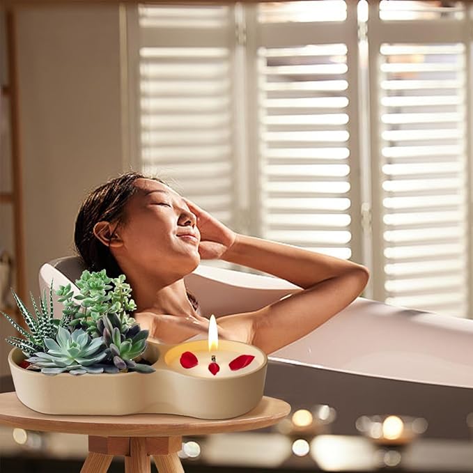 Candle Vessel Silicone Mold, Oval Bowl Silicone Molds for Resin, Flower Pot Planter Resin Molds, Jewelry Storage Box Mould, Plant Trinket Candy Tray Cement Mold Art Craft (Candle Boat)