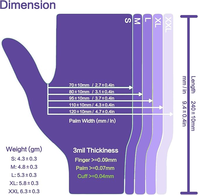 Nitrile Food Safe Disposable Medical Gloves Latex Free Powder Free for Food Prep Cooking Cleaning Exam 3mil