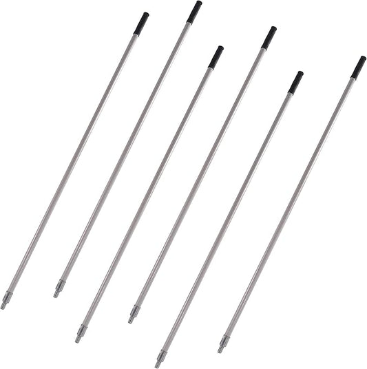 Matthew Cleaning Commercial Screw On Mop Handle for Floor Cleaning Heavy Duty Mop Head Replacement Holder 60inch with Threaded Metal Tip(Gray, 6 Pack)