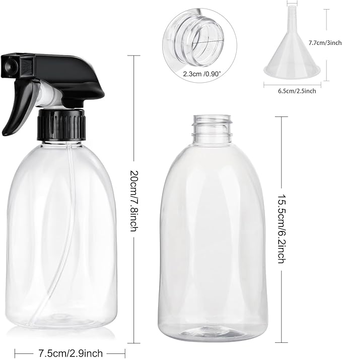 Bynccea Empty Water Plastic Spray Bottles 13.5oz/400ml Adjustable Nozzle Mist/Stream Water Spray Bottle Heavy Duty Spraying Bottles Plant Mister Spray Bottle for Cleaning Solutions, Plants, Hair