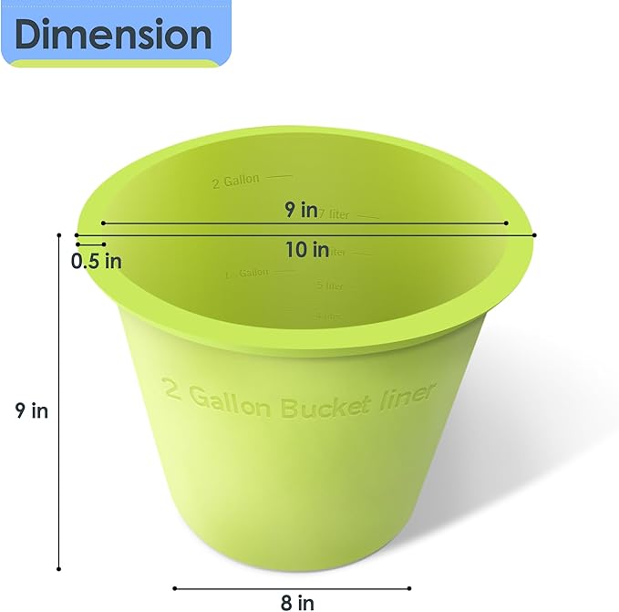 Silicone 2 Gallon Bucket Liner with Lid - Airtight Food Storage Containers with Lids, Kitchen and Pantry Organization Canisters for Bulk Food, Pet Supplies, and Dry Goods