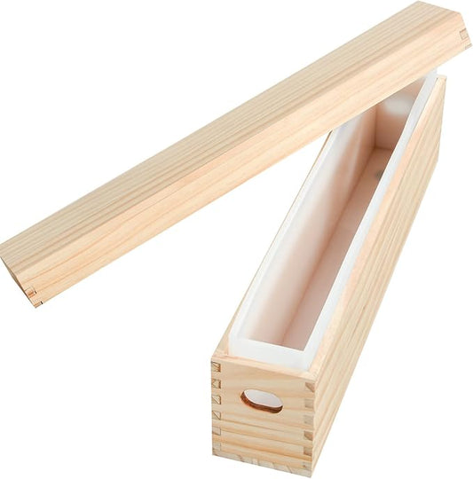 Rectangle Silicone Soap Mold, 2200ml/77oz Tall Skinny Soap Making Mold with Wooden Box and Lid for DIY Soap Making