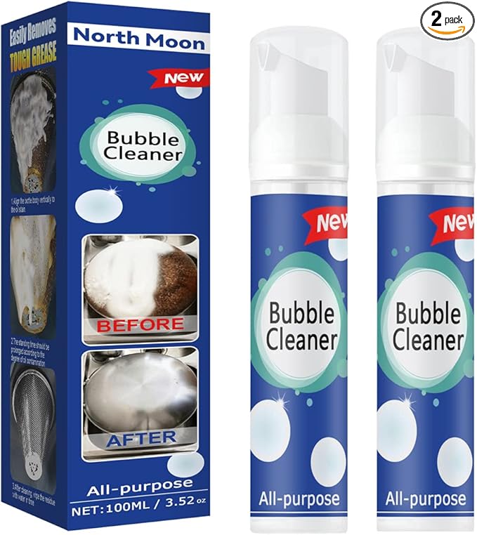Bubble Cleaner Foaming Heavy Oil Stain Cleaner, All Purpose Bubble Cleaner Kitchen Deep Cleaning Spray, All-purpose Rinse-free Cleaning Spray(2PC)