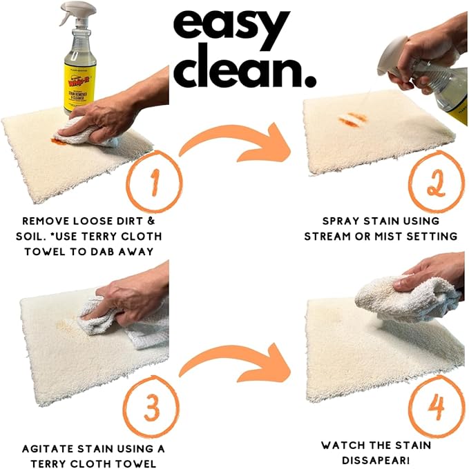 Whip It Cleaner, Multi Purpose Stain Remover Professional Strength Spray, Plant Based Enzyme Cleaner, Cleaning Food, Coffee, Wine, Baby Stains, Pet Stains, Over 500 uses, Made in USA, 32 OZ