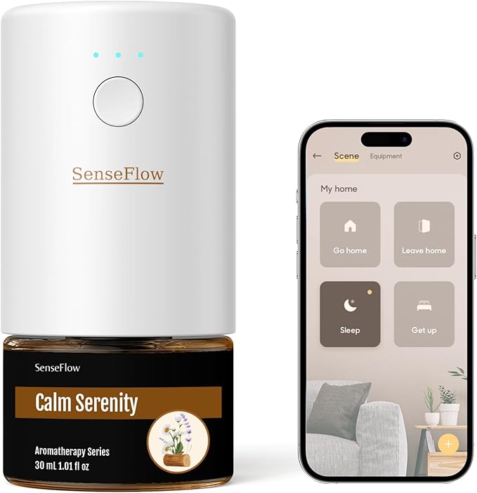 SF101S Smart Wi-Fi Waterless Ultrasonic Essential Oil Diffuser–100% Plant-Based,120-Day Natural Air Freshener & Aromatherapy Scent Diffuser Covers 100㎡ for Home,Hotel-Calm Serenity