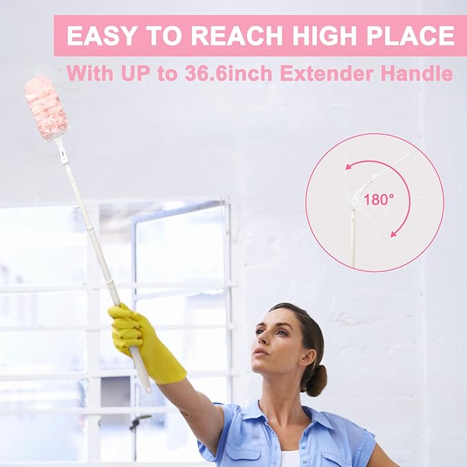 KeFanta Heavy Duty Duster Refills Kit for Swiffer Duster, 4X Microfiber Multi Surface Dusters for Cleaning with 3 ft Extended Handle, 1 Short Handle, 30 Refills