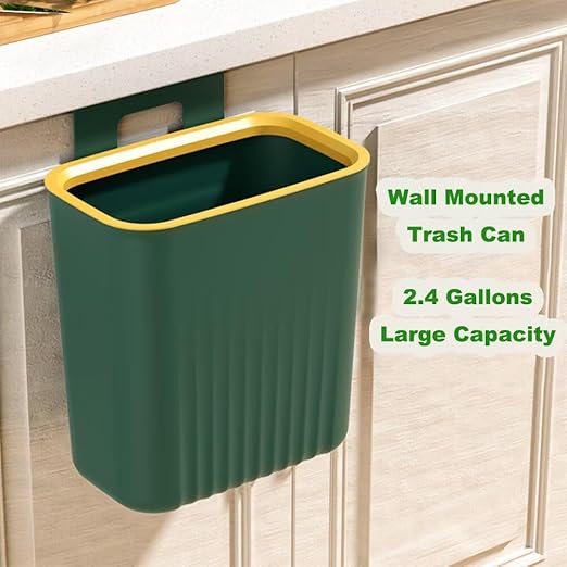2.4 Gallon Kitchen Trash Can Compost Bin for Counter Top or Under Sink Large Capacity Garbage Can for Kitchen Bathroom Bedroom Laundry Room (Green)