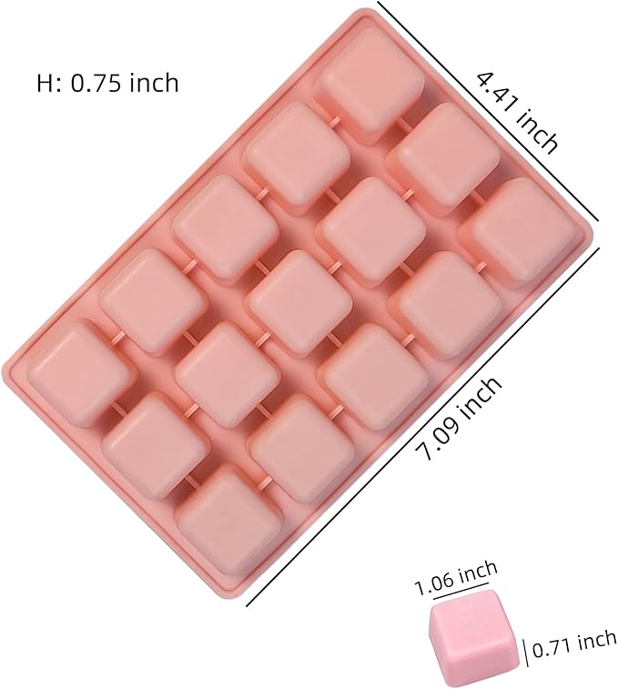 Square Chocolate Molds 3pcs Silicone Square Candy Mold 1 inch for Ice Cubes Caramel, Jello, Resin