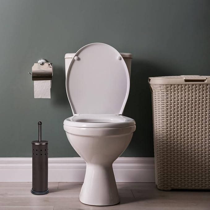 Blue Donuts Toilet Brush and Holder - Cleaning Bowl Cleaner, Stainless Steel, Oil Rubbed Bronze