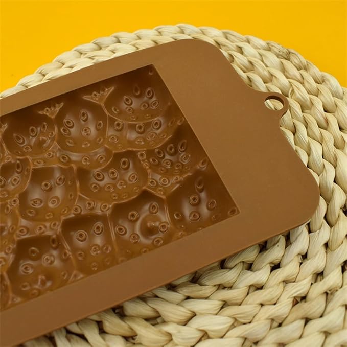 mostsom Chocolate Mold Silicone Strawberry Shape Mold for Stuffed Bar, Rectangle Pistachio Chocolate Bar Break Apart Candy Bar Molds (F_ 8.92x4.04x0.36 inch)