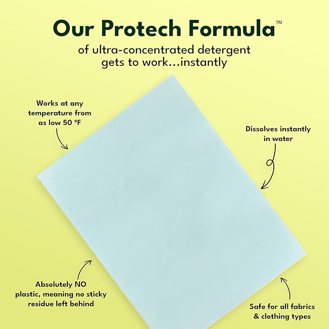 Zero Trace All Natural Laundry Detergent Sheets Eco Friendly - Laundry Soap - Travel Laundry Detergent with Fresh Scent (72 Loads 36 Sheets)