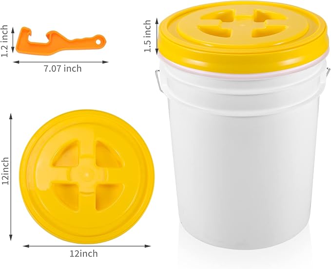 2 Pieces 5 Gallon Bucket Lid with Bucket Lid Opener,Plastic Storage Bucket Leak-Proof Screw Seal Lids,Pet Food Storage Container Lid for Home Paint Storage Buckets